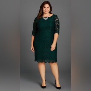 Jessica Howard Dark Green Lace Dress